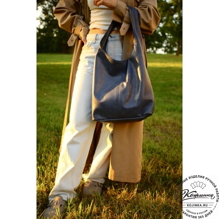 Женская кожаная сумка "Винтаж" (синяя) 